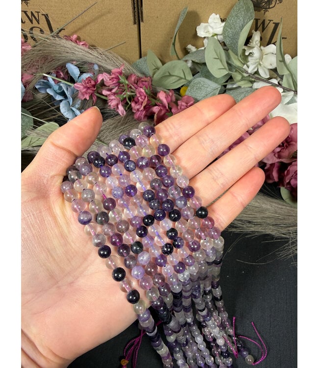 Fluorite Beads/Purple Fluorite Beads Polished 15" Strand 6mm 8mm