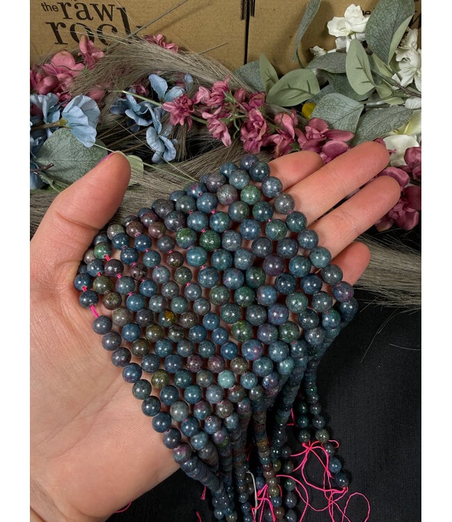 Sapphire with Ruby Kyanite Fuchsite Beads Polished 15" Strand 6mm 8mm