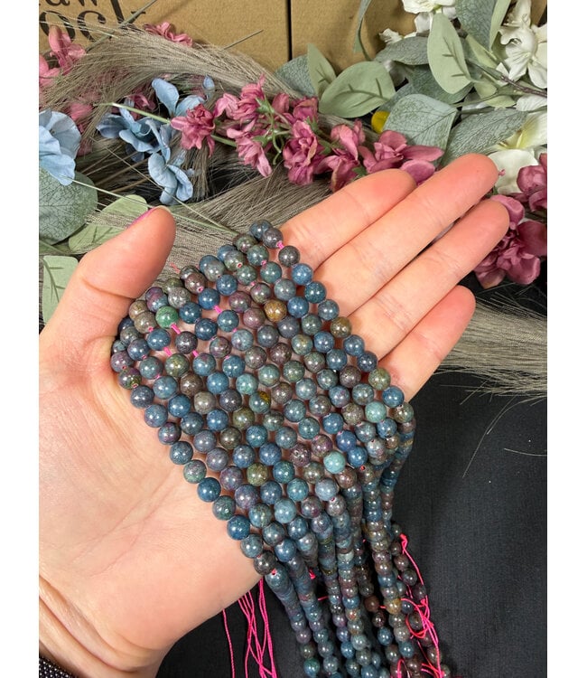 Sapphire with Ruby Kyanite Fuchsite Beads Polished 15" Strand 6mm 8mm