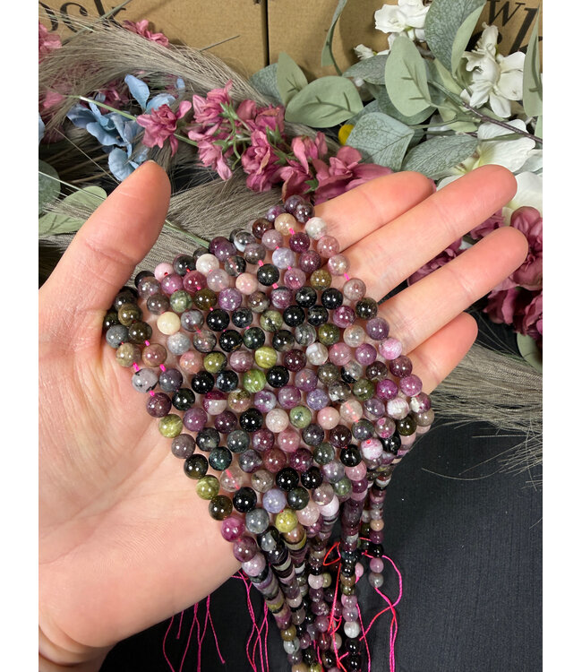 Tourmaline, Multi-Colour Beads Polished 15" Strand 6mm 8mm
