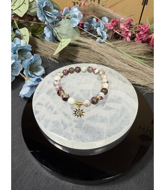 Pink Tourmaline 8mm Bracelet with sun