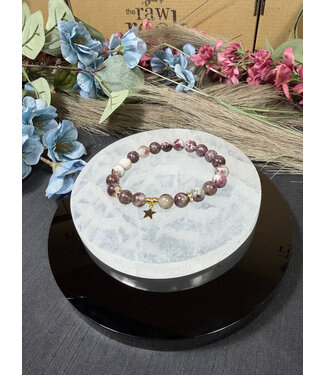 Pink Tourmaline 8mm Bracelet with star