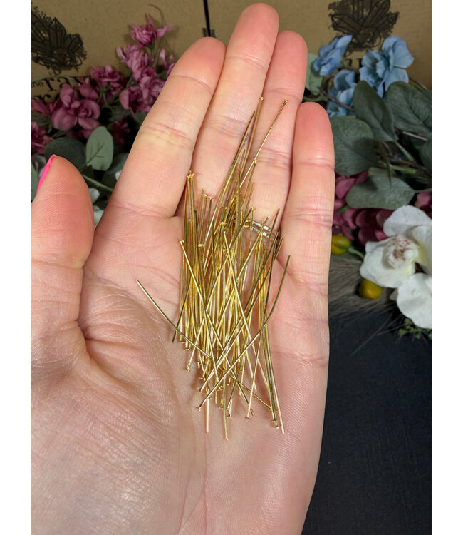 Flat Head Pin 304 Stainless Steel Golden 50x0.7mm50 Pack