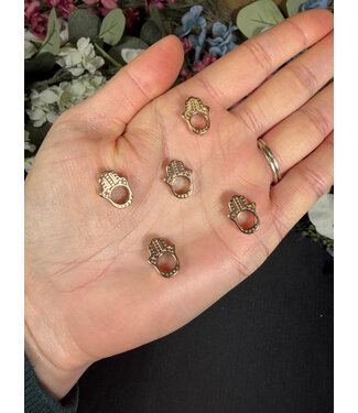 Hamsa Hand/Hand of Fatima/Miriam Charm 304SS  Rose Gold 15mm x 11.5mm x 4mm 4mm center bead 5 Pack