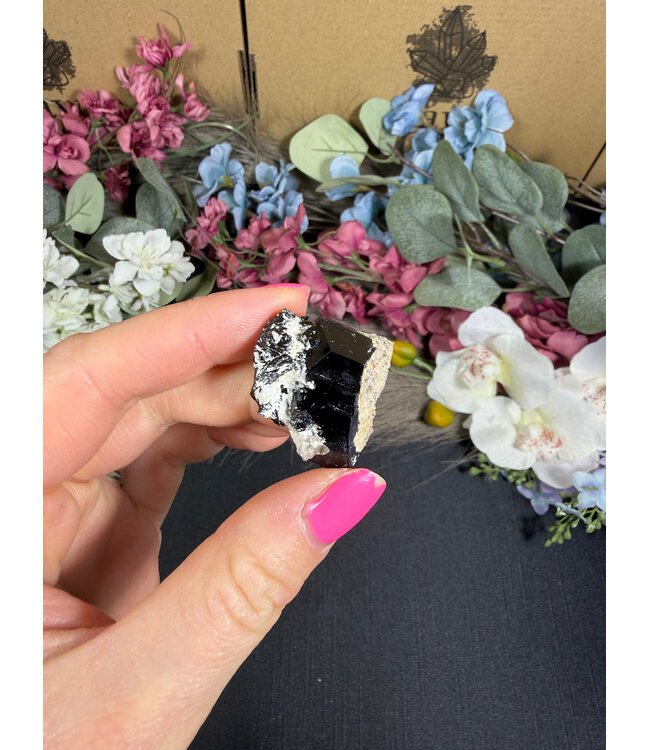 Schorl Black Tourmaline with Hyalite Opal #26, 17.16gr