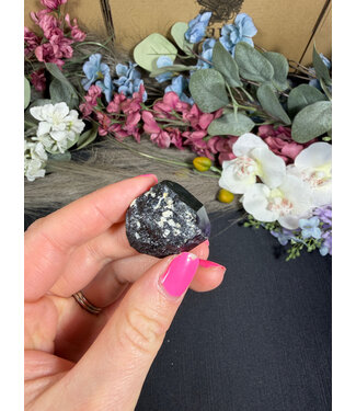 Schorl Black Tourmaline with Hyalite Opal #23, 21.43gr