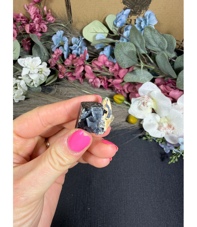 Schorl Black Tourmaline with Hyalite Opal #21, 14.48gr