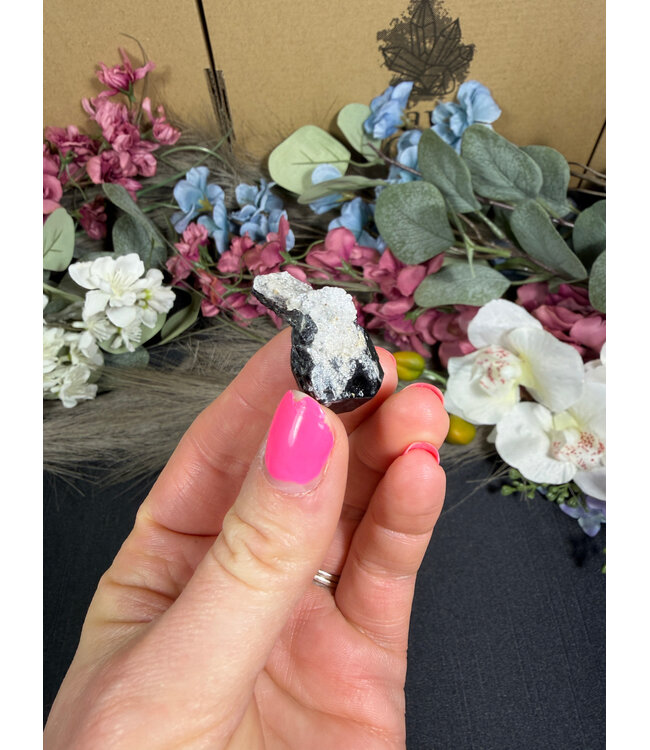 Schorl Black Tourmaline with Hyalite Opal #15, 13.29gr