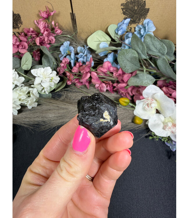 Schorl Black Tourmaline with Hyalite Opal #12, 20.14gr