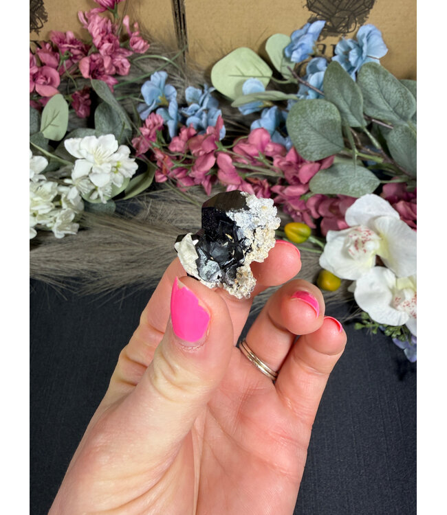 Schorl Black Tourmaline with Hyalite Opal #11, 12.84gr