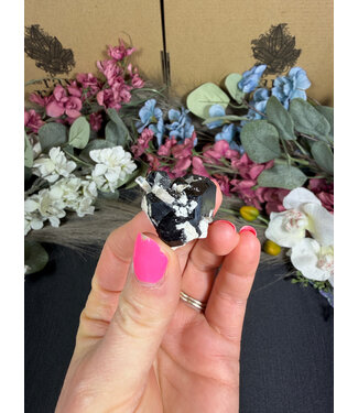 Schorl Black Tourmaline with Hyalite Opal and Smoky Quartz #8, 16.05gr