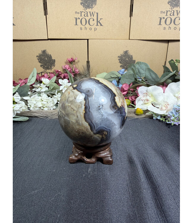 Fluorescent Agate Sphere #23, 97.4mm, 1226gr