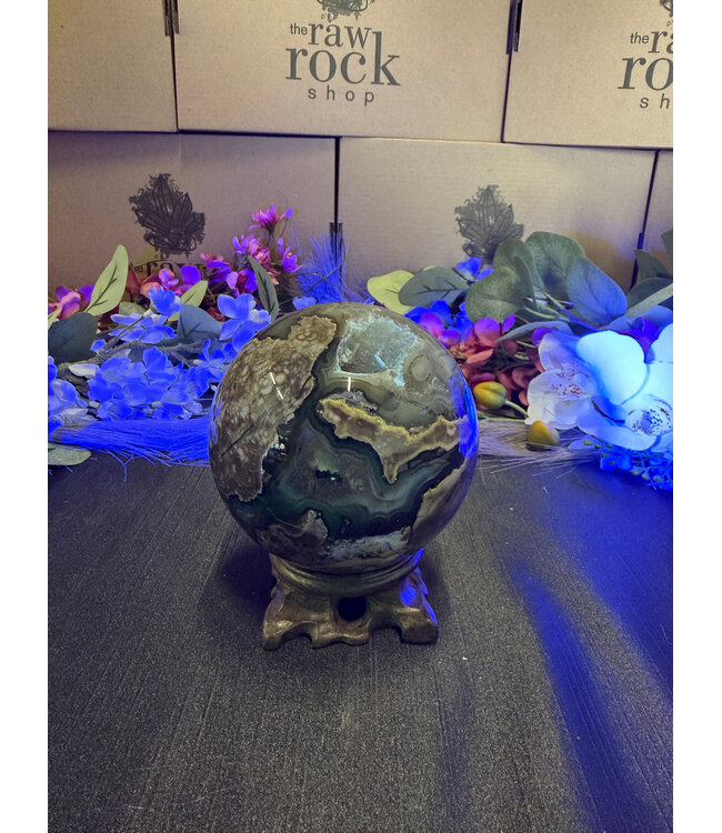 Fluorescent Agate Sphere #16, 92.5mm, 1050gr