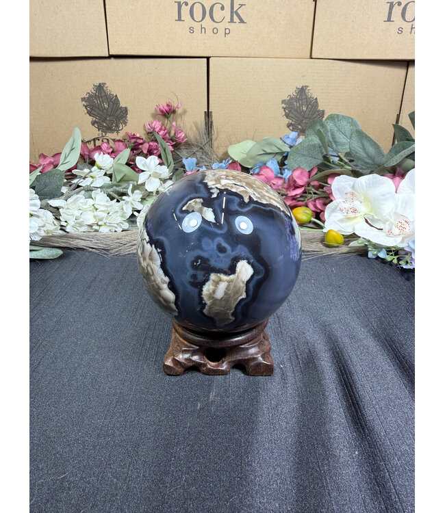 Fluorescent Agate Sphere #15, 90mm, 964gr