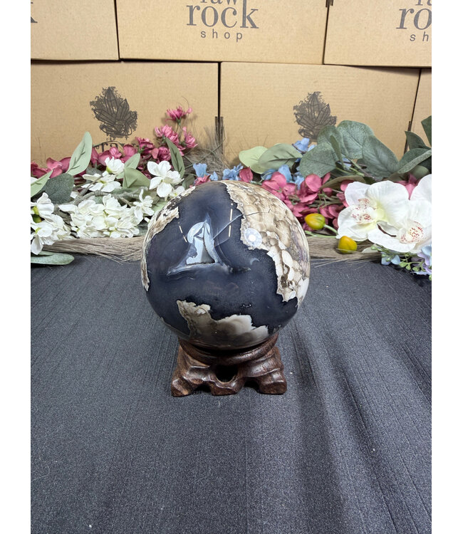 Fluorescent Agate Sphere #14, 88.9mm, 914gr