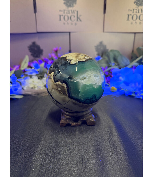 Fluorescent Agate Sphere #34, 102.9mm, 1414gr