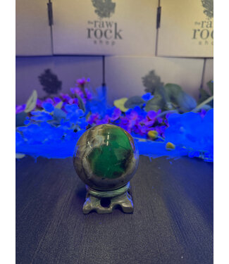 Fluorescent Agate Sphere #1, 69mm, 420gr