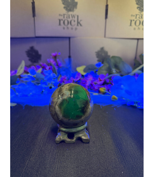 Fluorescent Agate Sphere #1, 69mm, 420gr