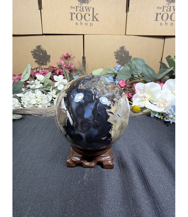 Fluorescent Agate Sphere #19, 97.5mm, 1174gr