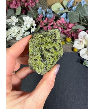 Raw Peridot with Olivine on Matrix #7, 200gr