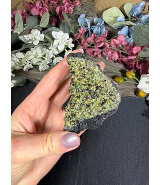 Raw Peridot with Olivine on Matrix #14, 204gr