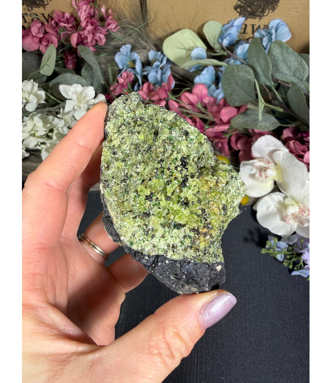 Raw Peridot with Olivine on Matrix #22, 308gr