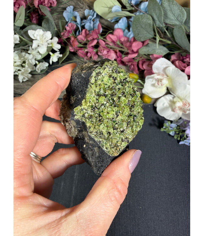 Raw Peridot with Olivine on Matrix #12, 176gr