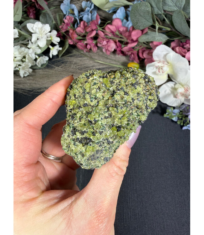 Raw Peridot with Olivine on Matrix #11, 196gr