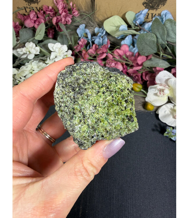 Raw Peridot with Olivine on Matrix #10, 198gr