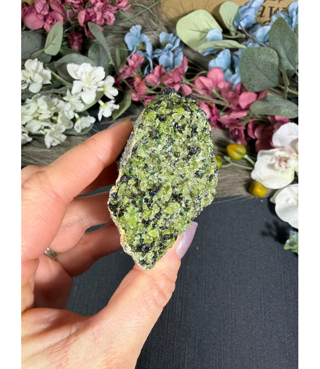 Raw Peridot with Olivine on Matrix #8, 186gr