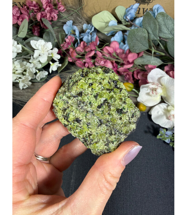 Raw Peridot with Olivine on Matrix #5, 188gr