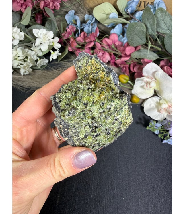 Raw Peridot with Olivine on Matrix #18, 310gr