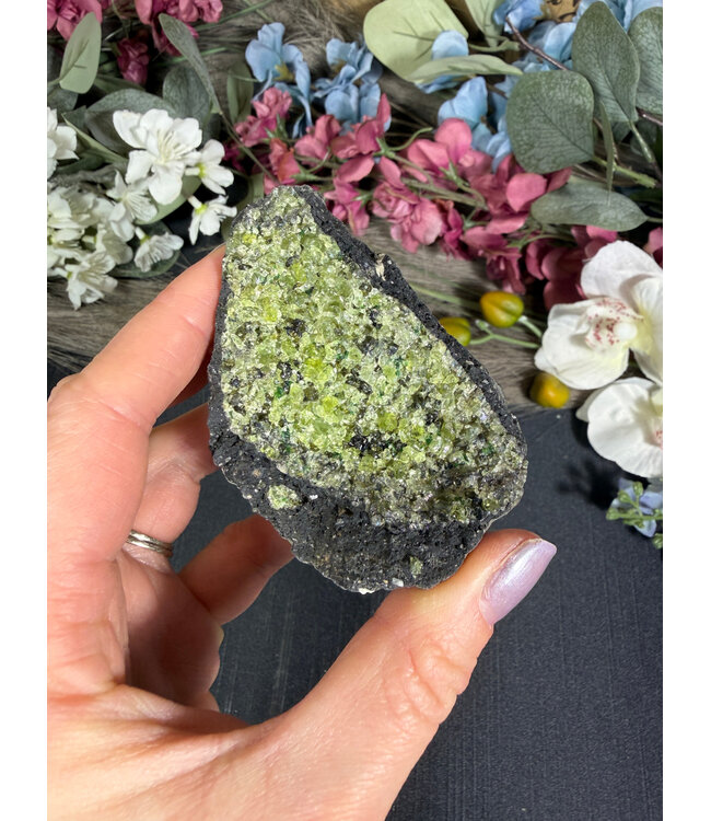 Raw Peridot with Olivine on Matrix #16, 244gr
