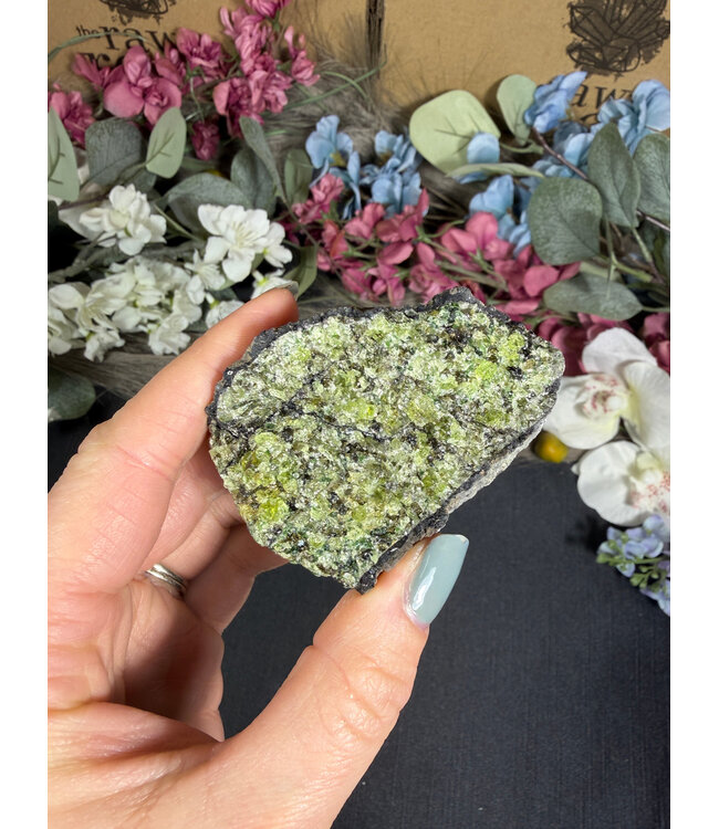 Raw Peridot with Olivine on Matrix #30, 138gr