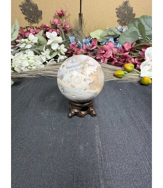 Flower Agate Sphere #6, 334gr, 62.6mm