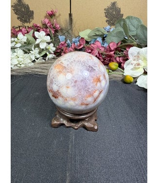 Flower Agate Sphere #8, 630gr, 77.1mm