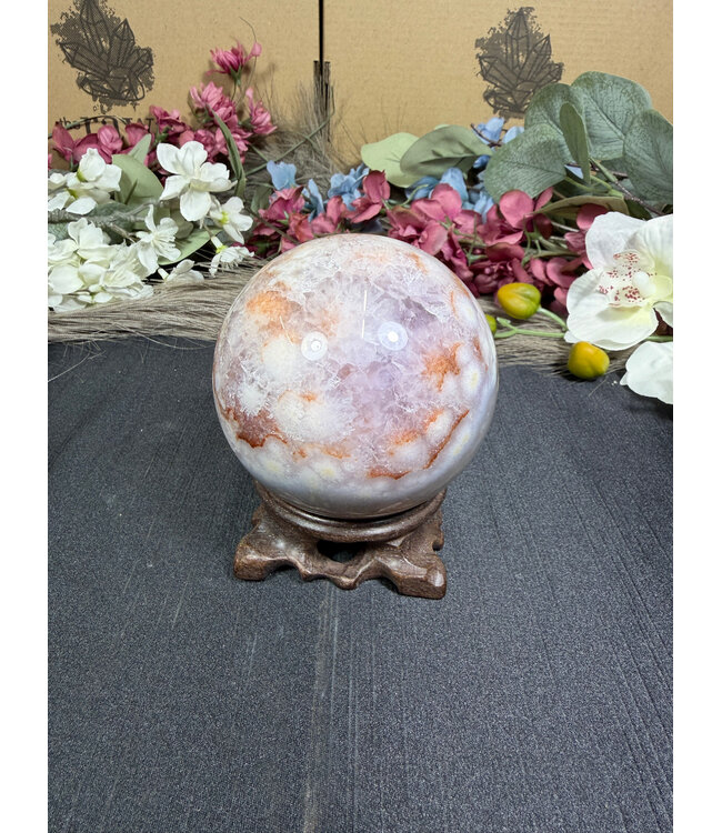 Flower Agate Sphere #8, 630gr, 77.1mm