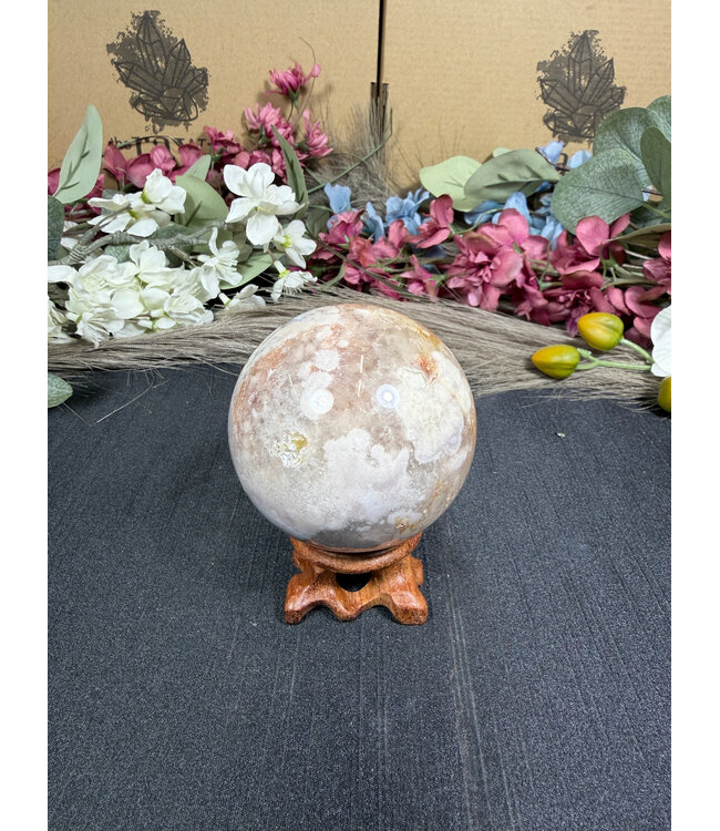 Flower Agate Sphere #4, 332gr, 62.4mm