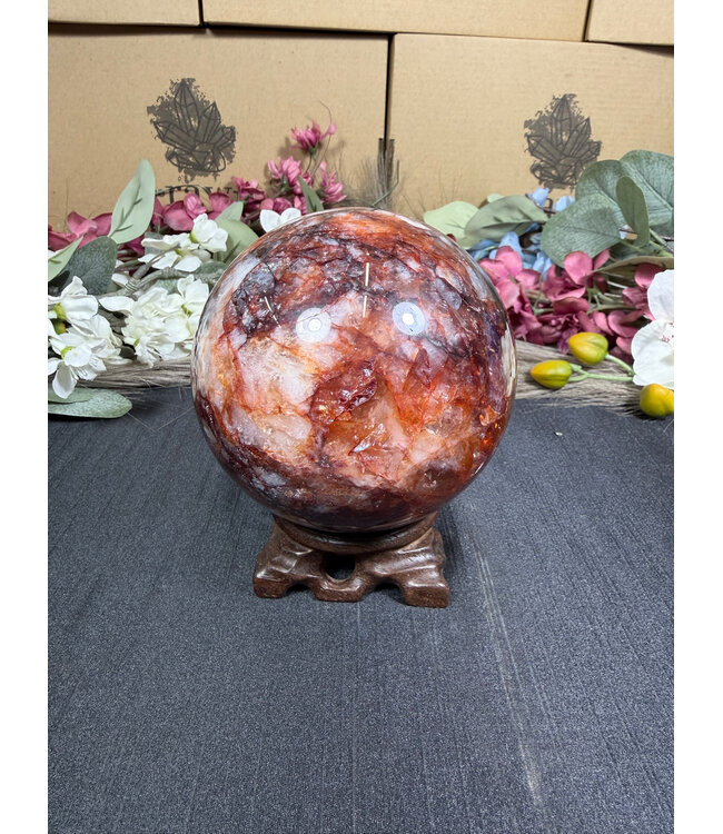 Fire Quartz Sphere #8, 1302gr, 98.4mm