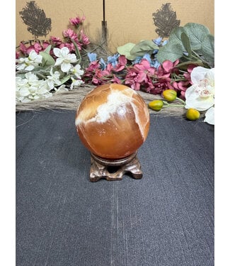 Honey Calcite Sphere #9, 424.11gr, 66.9mm