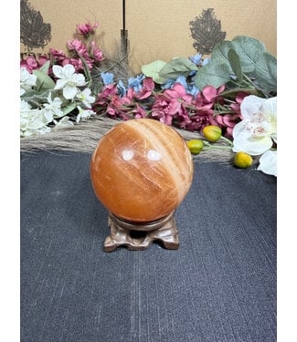 Honey Calcite Sphere #8, 406.36gr, 65.6mm