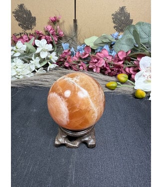 Honey Calcite Sphere #7, 389.33gr, 64.7mm