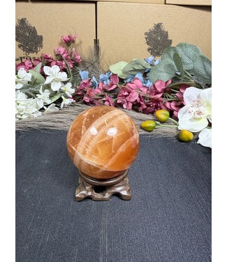 Honey Calcite Sphere #6, 377.84gr, 64.4mm