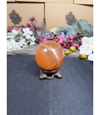 Honey Calcite Sphere #5, 395.42gr, 64.7mm