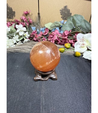 Honey Calcite Sphere #4, 374.57gr, 63.9mm
