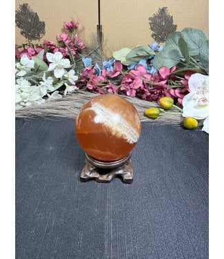 Honey Calcite Sphere #1, 315.84gr, 60.5mm
