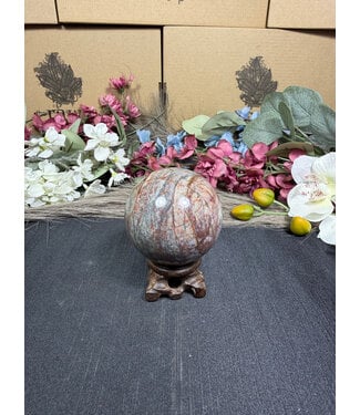 Red Creek Jasper Sphere #2, 350gr, 62.9mm