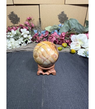 Peach Calcite Sphere #2, 388gr, 64mm