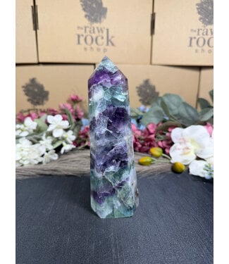 Rainbow Fluorite Tower #118, 680gr