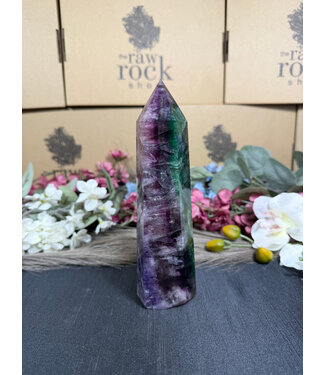 Rainbow Fluorite Tower #119, 736gr